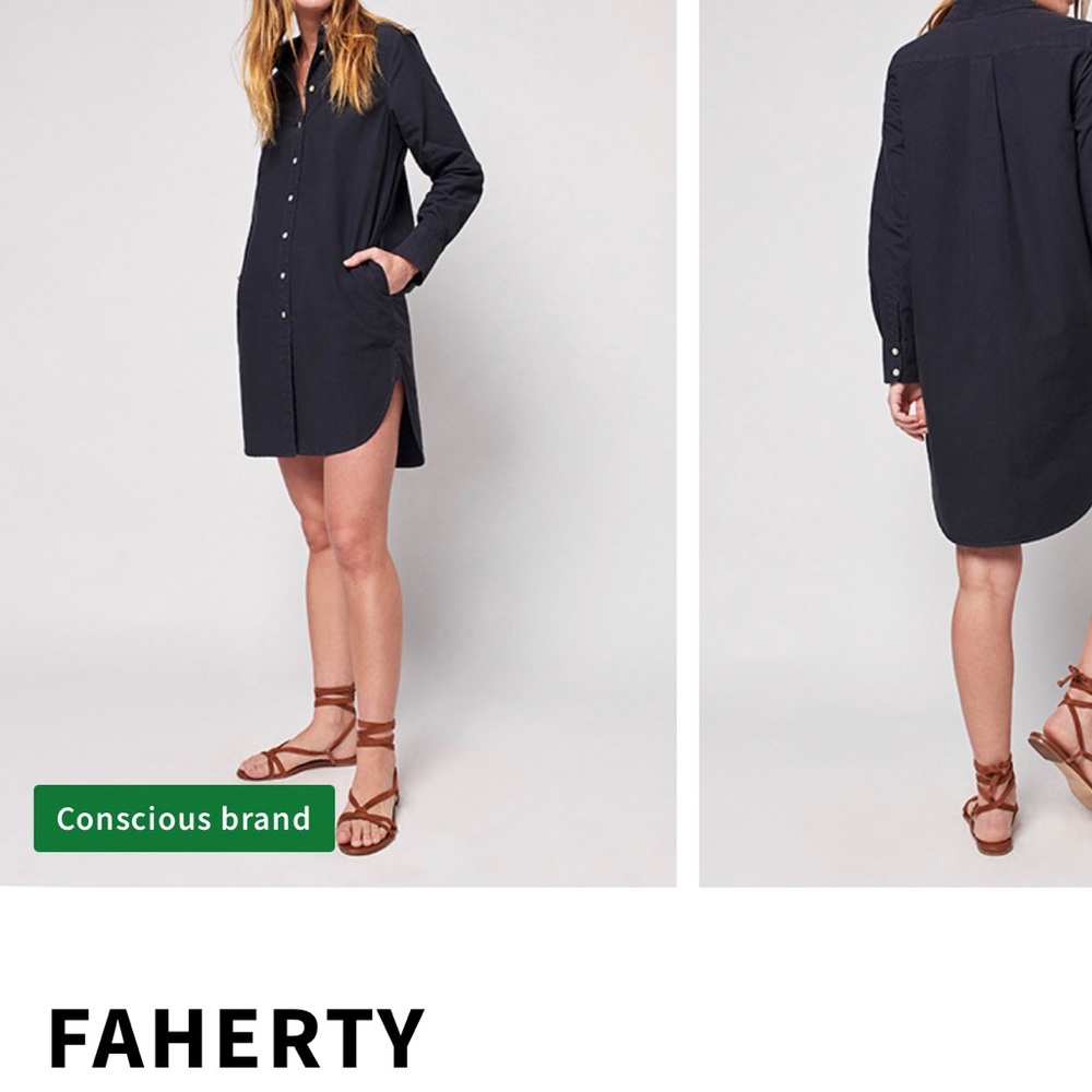 Faherty Washed Black Button Up Dress